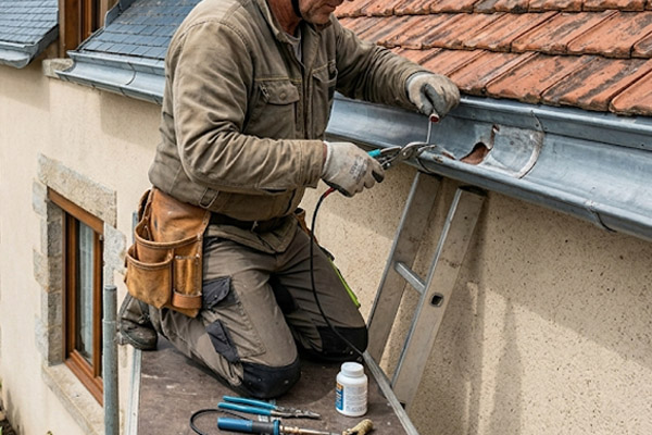 Pose et nettoyage de gouttières en zinc et PVC